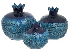 Abigail set 3 decoratiuni rodie, ceramica,albastru