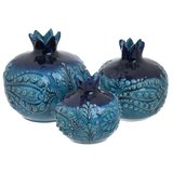 Abigail set 3 decoratiuni rodie, ceramica,albastru